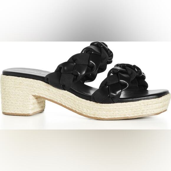 City Chic NWT Roxy Platform Sandals Black Braided Size 11W  11 Wide - Picture 2 of 11